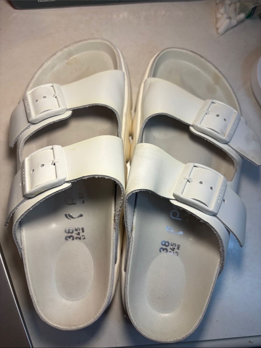 Papillio White Double-Buckle Slide Sandals